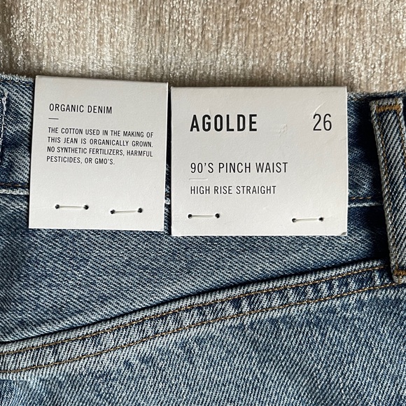 NEW Agolde  90’s Pinch Waist High Rise Straight Button-Fly Blue Jeans - Picture 8 of 12